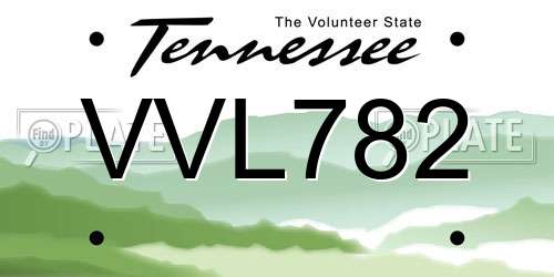 VVL782 Tennessee License Plate