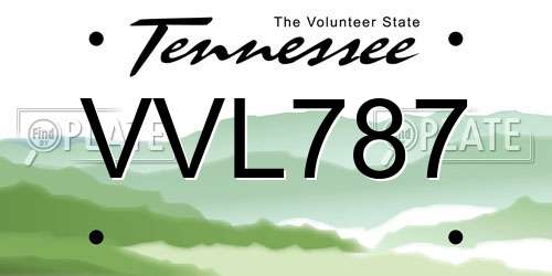VVL787 Tennessee License Plate