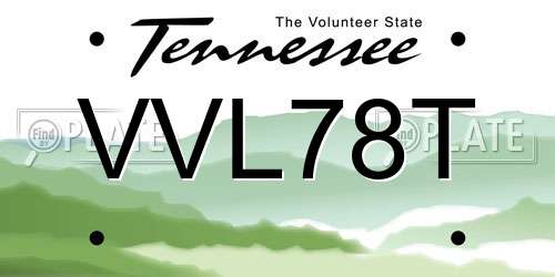 VVL78T Tennessee License Plate