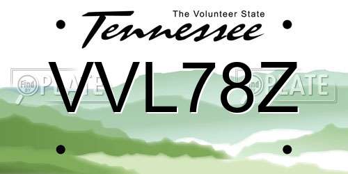VVL78Z Tennessee License Plate
