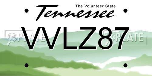 VVLZ87 Tennessee License Plate