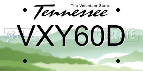 VXY60D Tennessee License Plate