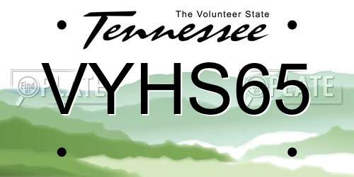 VYHS65 Tennessee License Plate