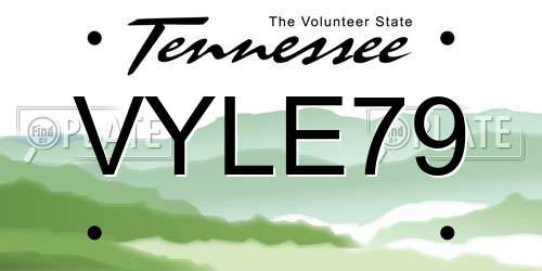 VYLE79 Tennessee License Plate
