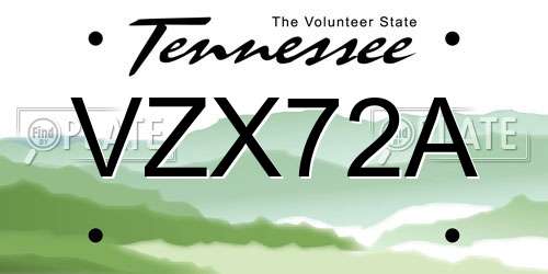 VZX72A Tennessee License Plate