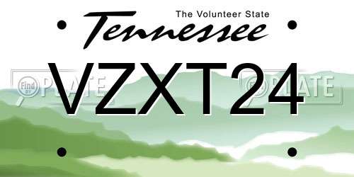 VZXT24 Tennessee License Plate