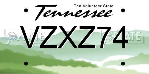 VZXZ74 Tennessee License Plate