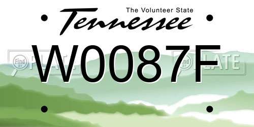 W0087F Tennessee License Plate