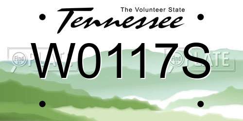 W0117S Tennessee License Plate