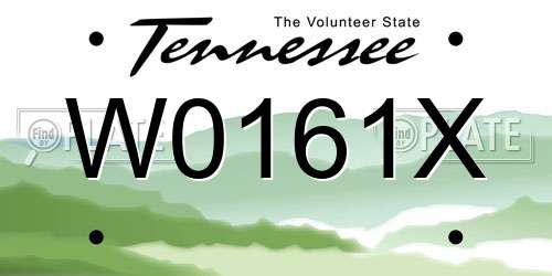 W0161X Tennessee License Plate