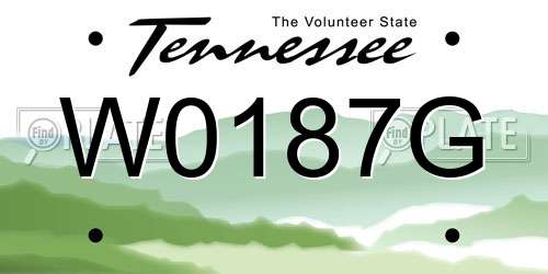 W0187G Tennessee License Plate
