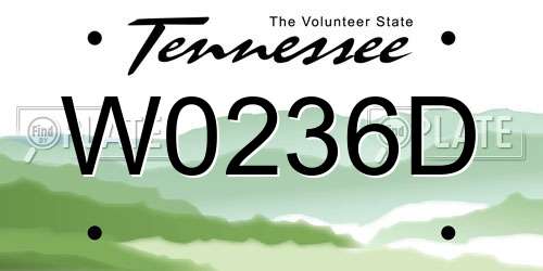 W0236D Tennessee License Plate