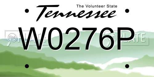 W0276P Tennessee License Plate