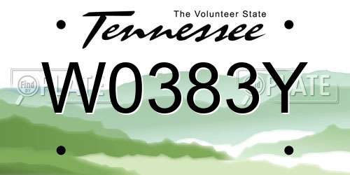 W0383Y Tennessee License Plate