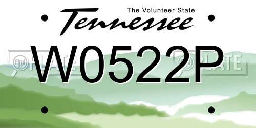 W0522P Tennessee License Plate