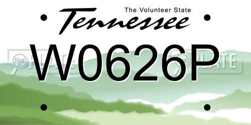 W0626P Tennessee License Plate