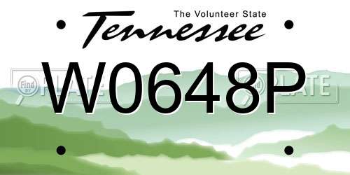 W0648P Tennessee License Plate