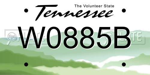 W0885B Tennessee License Plate