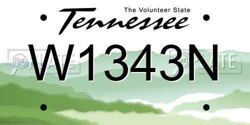 W1343N Tennessee License Plate