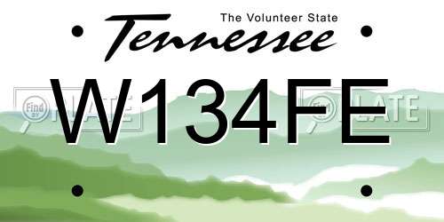 W134FE Tennessee License Plate