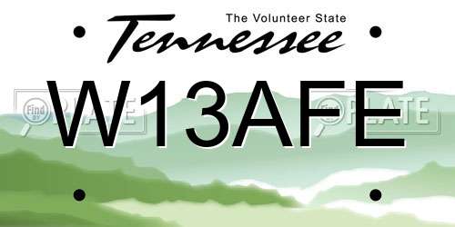 W13AFE Tennessee License Plate