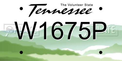 W1675P Tennessee License Plate