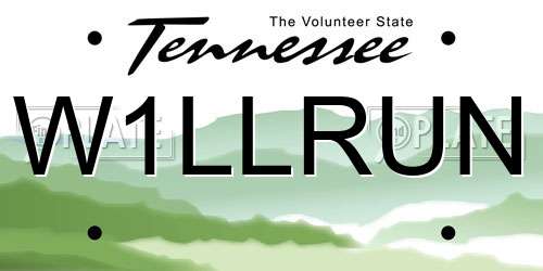 W1LLRUN Tennessee License Plate