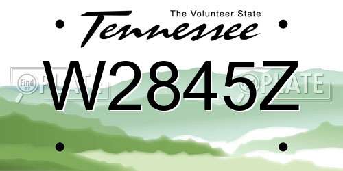 W2845Z Tennessee License Plate