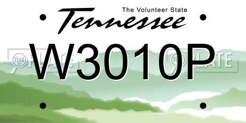 W3010P Tennessee License Plate