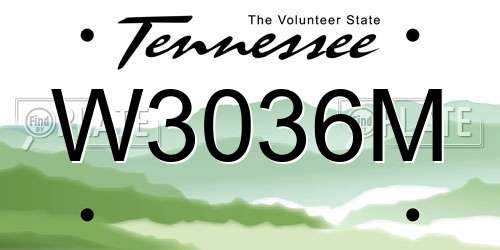 W3036M Tennessee License Plate