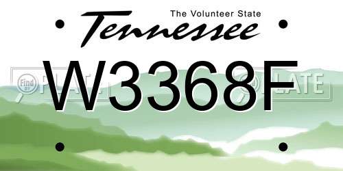 W3368F Tennessee License Plate