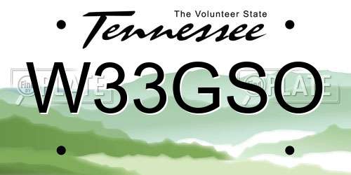 W33GSO Tennessee License Plate