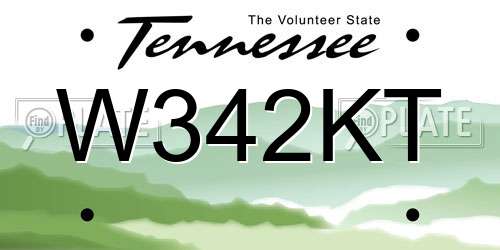 W342KT Tennessee License Plate