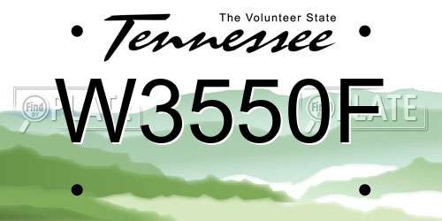 W3550F Tennessee License Plate