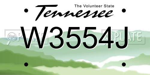 W3554J Tennessee License Plate