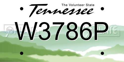 W3786P Tennessee License Plate