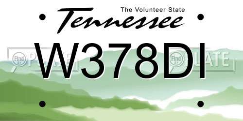 W378DI Tennessee License Plate