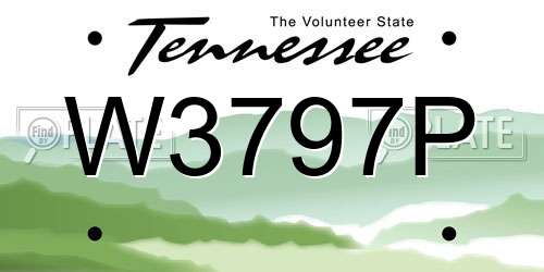 W3797P Tennessee License Plate