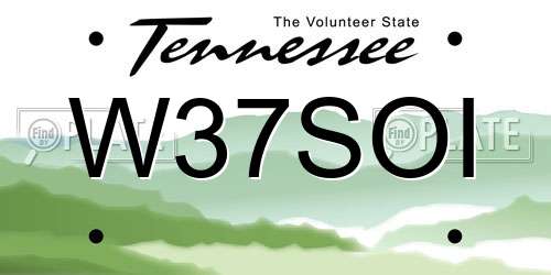 W37SOI Tennessee License Plate