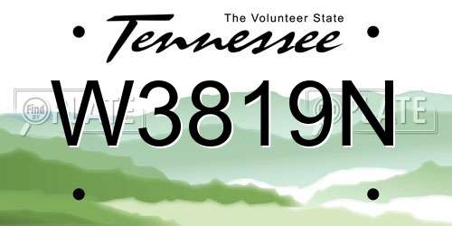 W3819N Tennessee License Plate