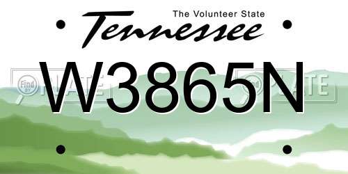 W3865N Tennessee License Plate