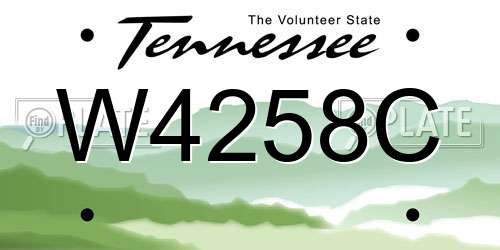 W4258C Tennessee License Plate