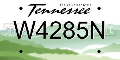 W4285N Tennessee License Plate