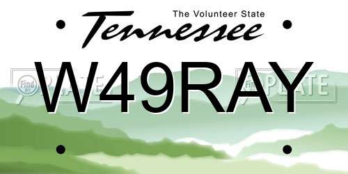W49RAY Tennessee License Plate