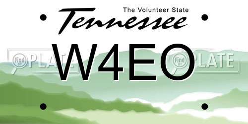 W4EO Tennessee License Plate