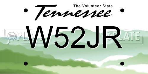 W52JR Tennessee License Plate
