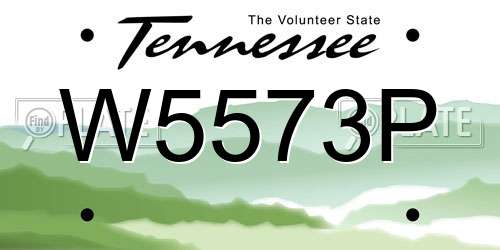 W5573P Tennessee License Plate