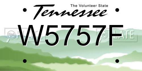 W5757F Tennessee License Plate