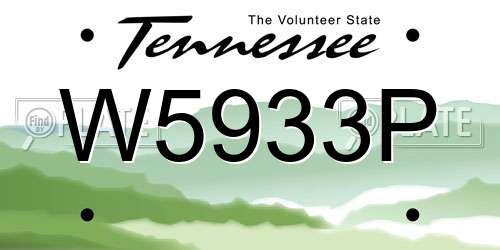 W5933P Tennessee License Plate