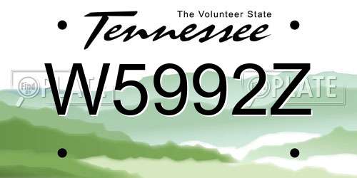 W5992Z Tennessee License Plate
